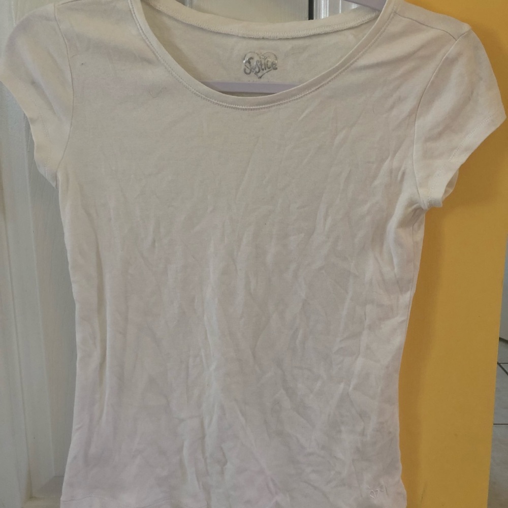 justice plain white t-shirt